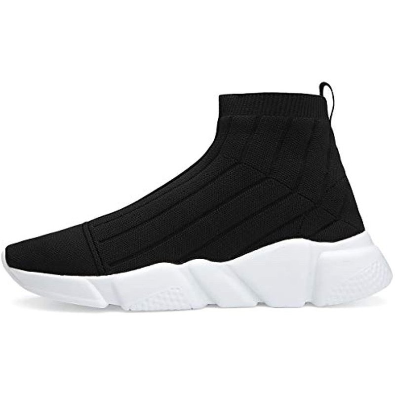 Voiv Womens Walking Shoes Mens Slip-on Sneakers Breathable Lightweight Athletic Running Shoes High Top Black 4