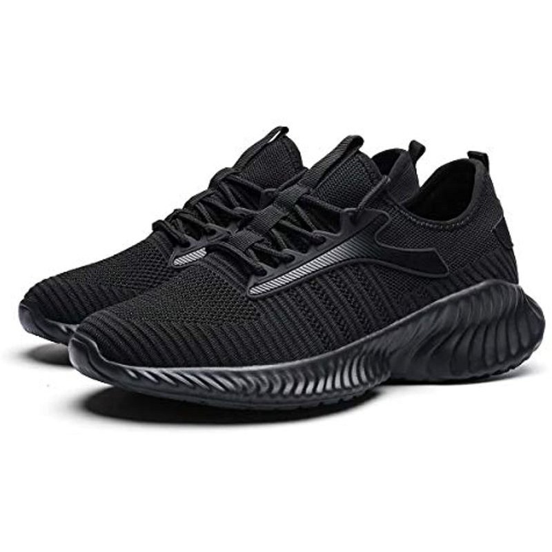 Mevlzz Mens Running Shoes Slip on Walking Shoes Fashion Breathable Sneakers Mesh Soft Sole Casual Athletic Lightweight Z197-black